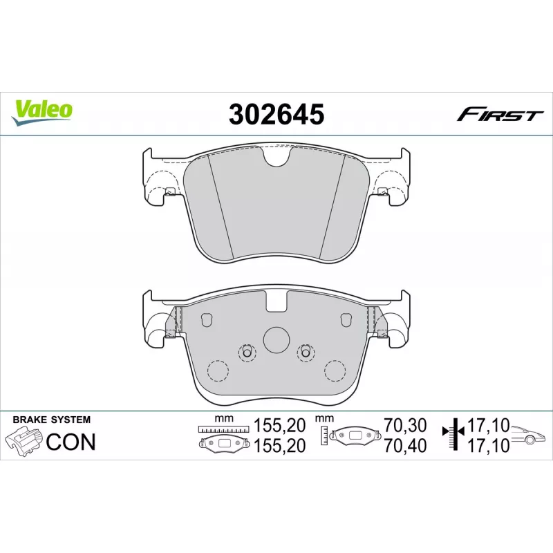 Jeu de 4 plaquettes de frein avant VALEO 302645