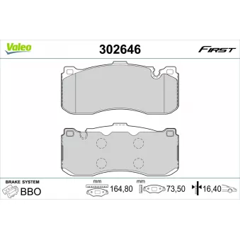 Jeu de 4 plaquettes de frein avant VALEO 302646