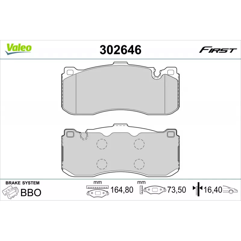 Jeu de 4 plaquettes de frein avant VALEO 302646