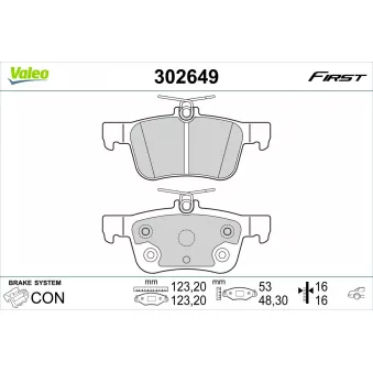 Jeu de 4 plaquettes de frein arrière VALEO 302649