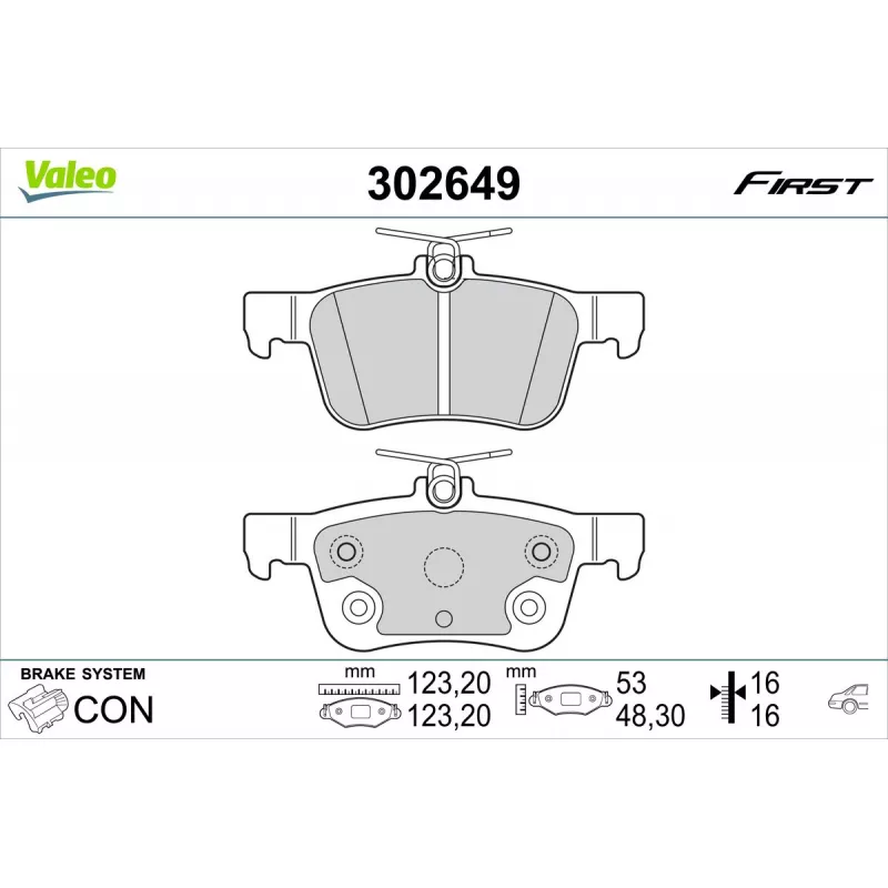 Jeu de 4 plaquettes de frein arrière VALEO 302649