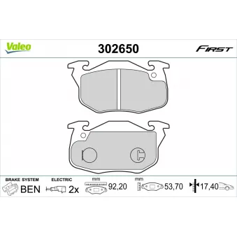 Jeu de 4 plaquettes de frein avant VALEO 302650
