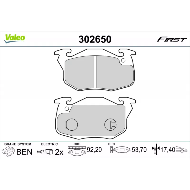 Jeu de 4 plaquettes de frein avant VALEO 302650