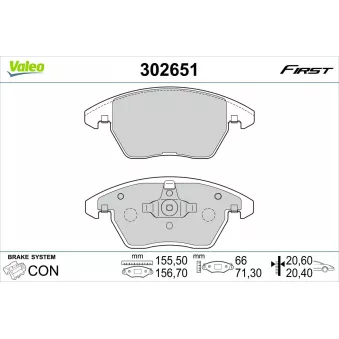 Jeu de 4 plaquettes de frein avant VALEO 302651