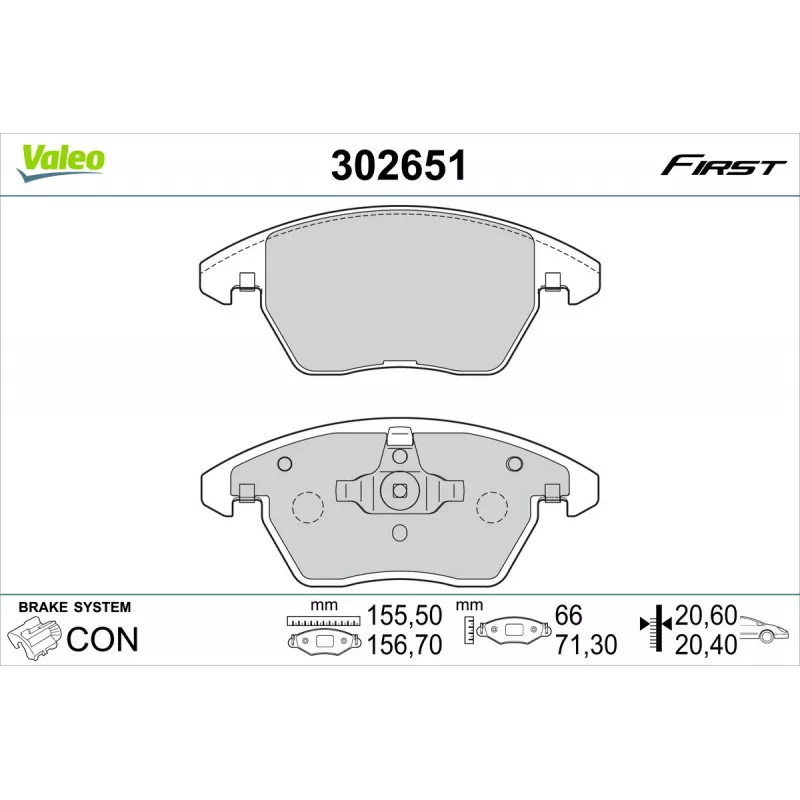 Jeu de 4 plaquettes de frein avant VALEO 302651