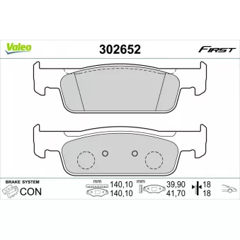 Jeu de 4 plaquettes de frein avant VALEO 302652