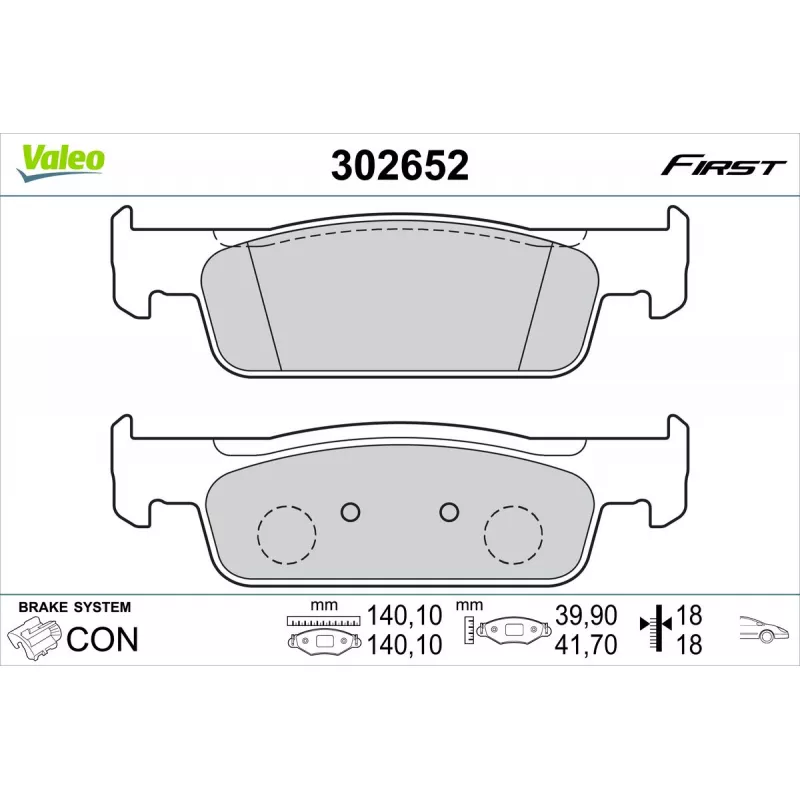 Jeu de 4 plaquettes de frein avant VALEO 302652