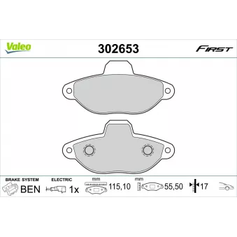 Jeu de 4 plaquettes de frein avant VALEO 302653