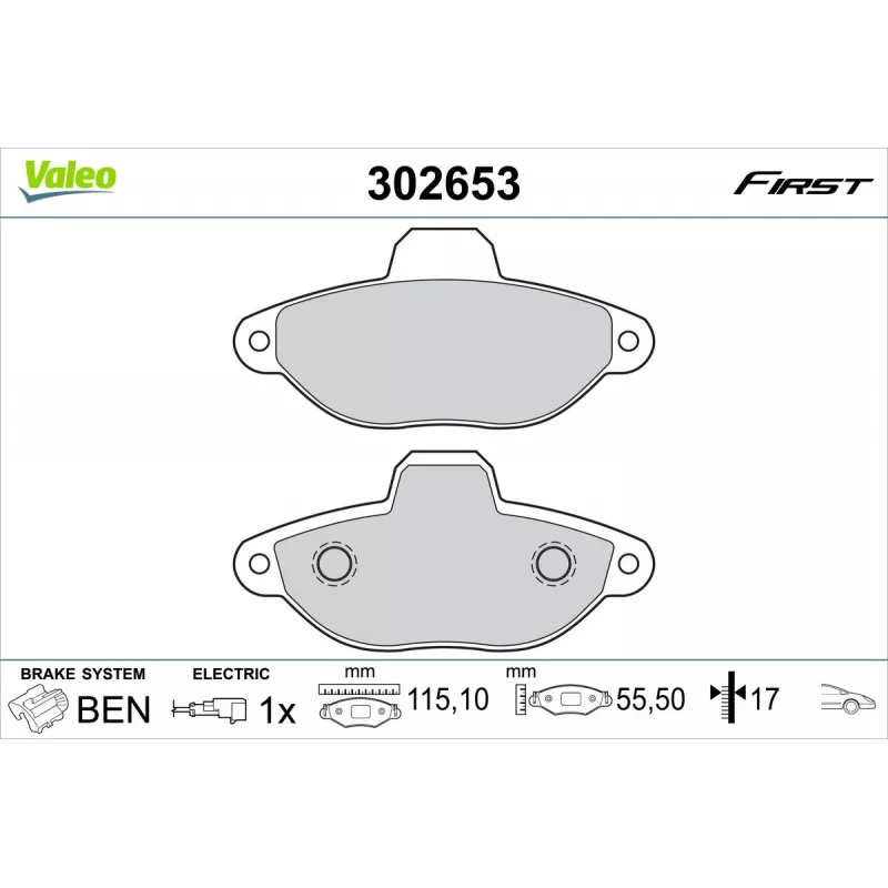 Jeu de 4 plaquettes de frein avant VALEO 302653