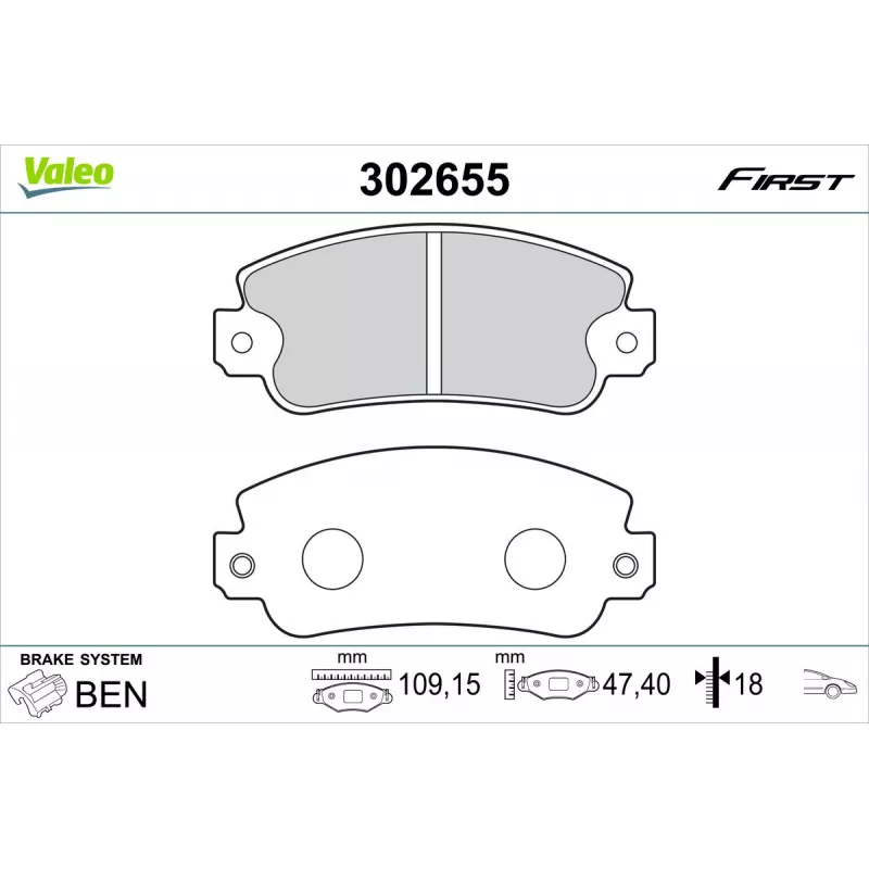 Jeu de 4 plaquettes de frein avant VALEO 302655