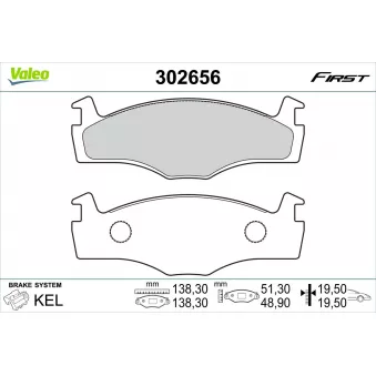 Jeu de 4 plaquettes de frein avant VALEO 302656