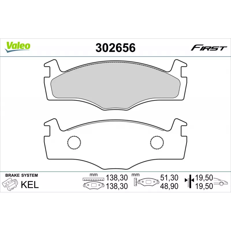 Jeu de 4 plaquettes de frein avant VALEO 302656
