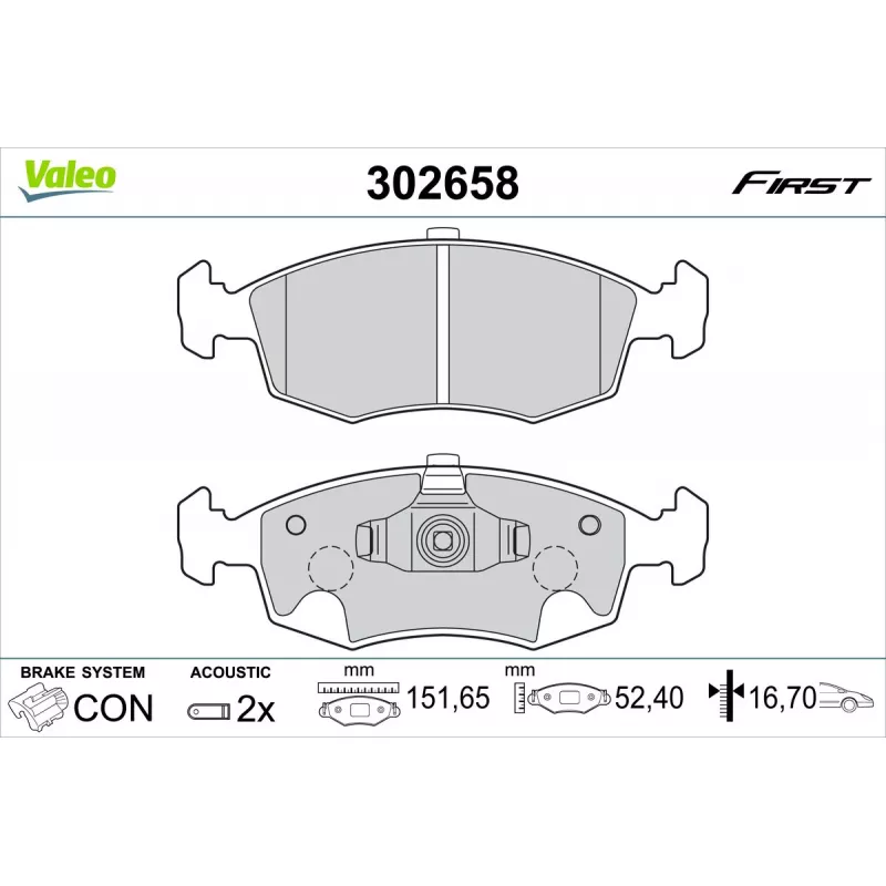 Jeu de 4 plaquettes de frein avant VALEO 302658
