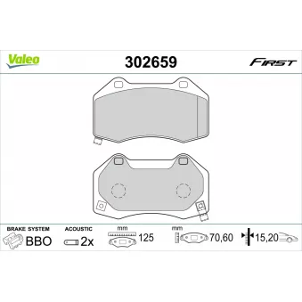 Jeu de 4 plaquettes de frein avant VALEO 302659