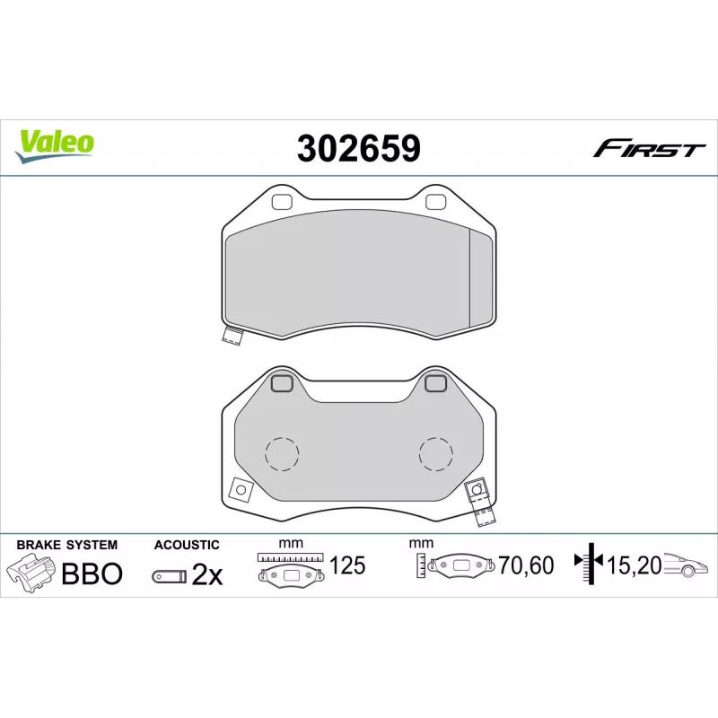Jeu de 4 plaquettes de frein avant VALEO 302659