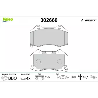 Jeu de 4 plaquettes de frein avant VALEO 302660