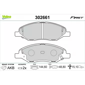 Jeu de 4 plaquettes de frein avant VALEO 302661