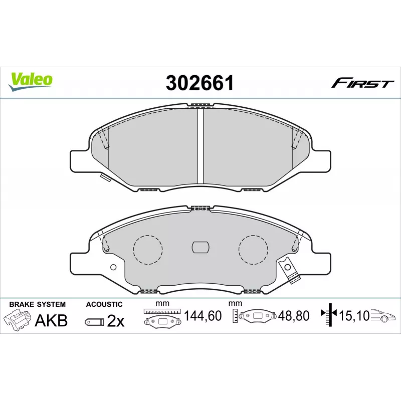 Jeu de 4 plaquettes de frein avant VALEO 302661