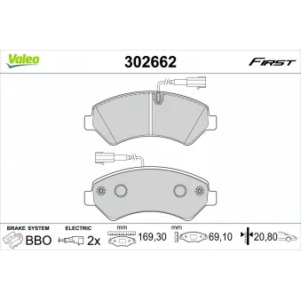 Jeu de 4 plaquettes de frein avant VALEO 302662
