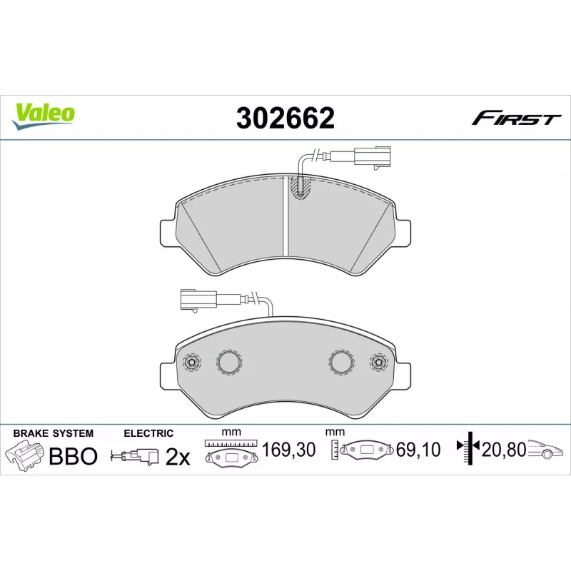 Jeu de 4 plaquettes de frein avant VALEO 302662