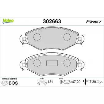 Jeu de 4 plaquettes de frein avant VALEO 302663
