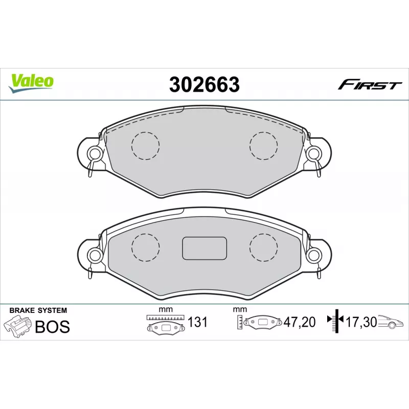 Jeu de 4 plaquettes de frein avant VALEO 302663