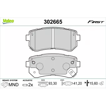 Jeu de 4 plaquettes de frein arrière VALEO 302665