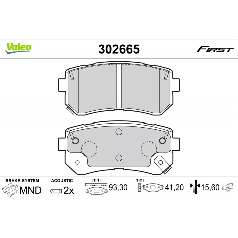 Jeu de 4 plaquettes de frein arrière VALEO 302665