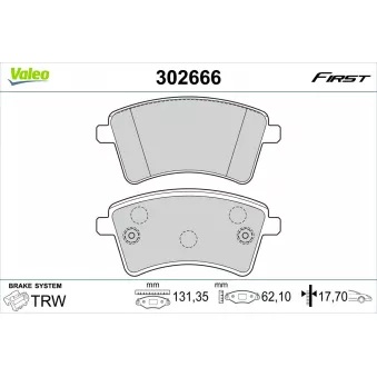 Jeu de 4 plaquettes de frein avant VALEO 302666