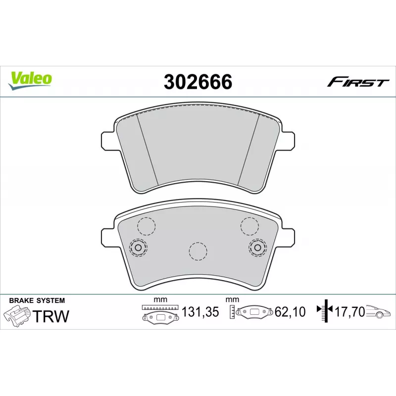 Jeu de 4 plaquettes de frein avant VALEO 302666