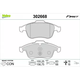 Jeu de 4 plaquettes de frein avant VALEO 302668