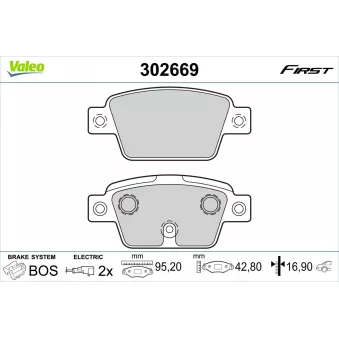 Jeu de 4 plaquettes de frein arrière VALEO 302669