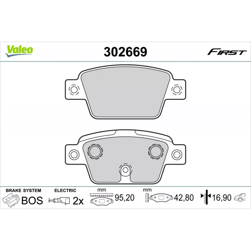 Jeu de 4 plaquettes de frein arrière VALEO 302669