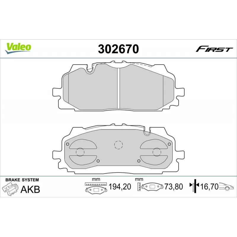Jeu de 4 plaquettes de frein avant VALEO 302670