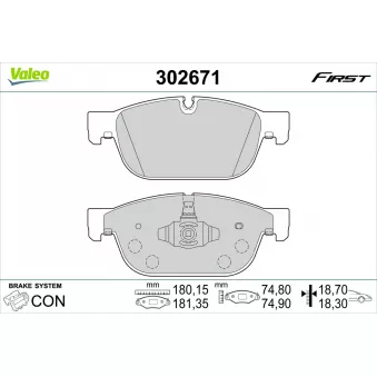 Jeu de 4 plaquettes de frein avant VALEO 302671