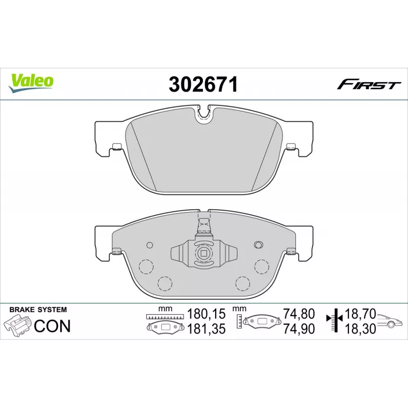 Jeu de 4 plaquettes de frein avant VALEO 302671