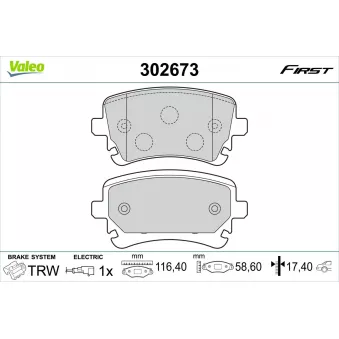Jeu de 4 plaquettes de frein arrière VALEO 302673