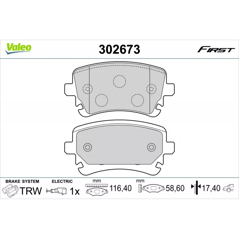 Jeu de 4 plaquettes de frein arrière VALEO 302673