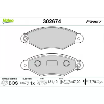 Jeu de 4 plaquettes de frein avant VALEO 302674