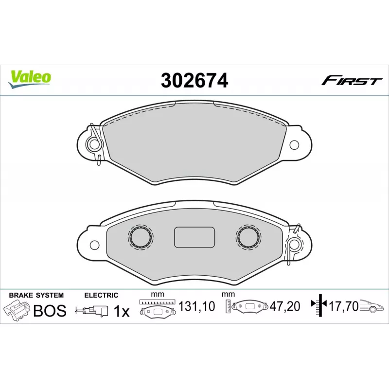 Jeu de 4 plaquettes de frein avant VALEO 302674