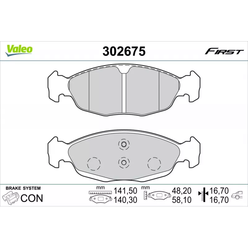Jeu de 4 plaquettes de frein arrière VALEO 302675