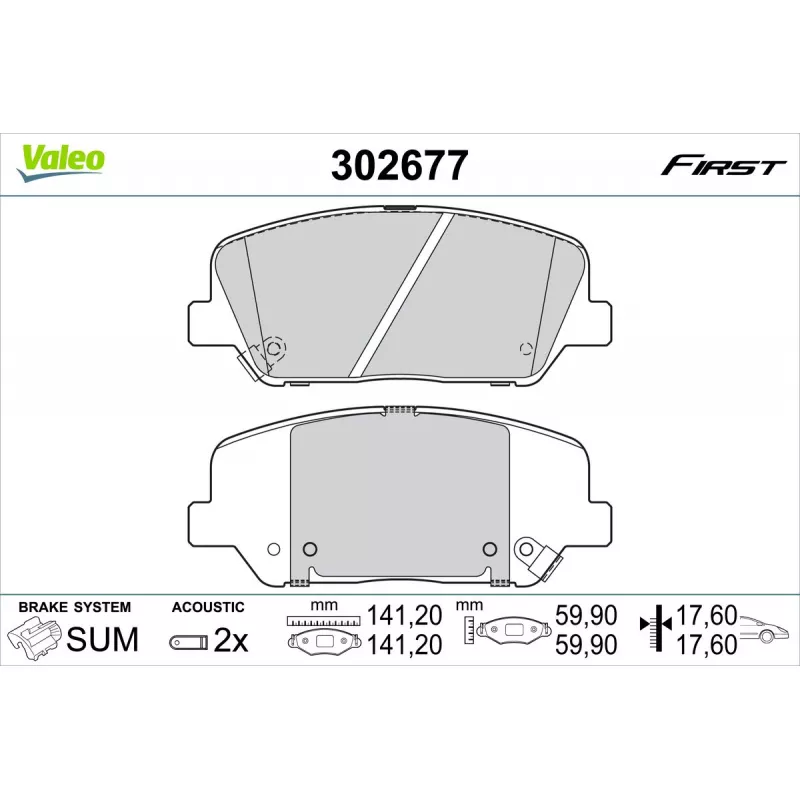Jeu de 4 plaquettes de frein avant VALEO 302677