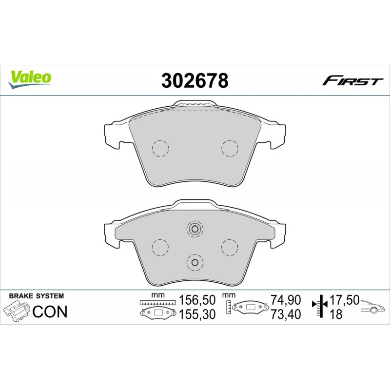 Jeu de 4 plaquettes de frein avant VALEO 302678