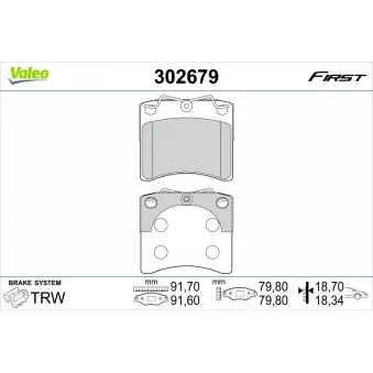 Jeu de 4 plaquettes de frein avant VALEO 302679