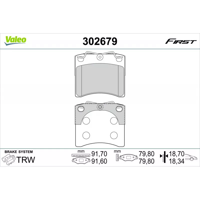 Jeu de 4 plaquettes de frein avant VALEO 302679