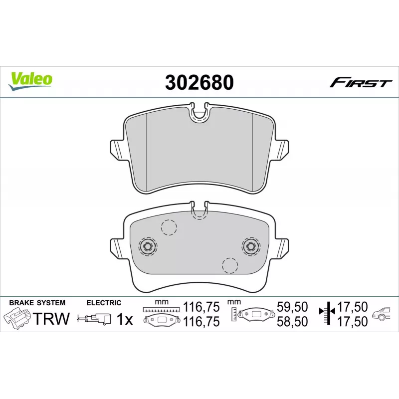 Jeu de 4 plaquettes de frein arrière VALEO 302680