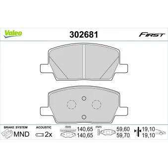 Jeu de 4 plaquettes de frein avant VALEO 302681