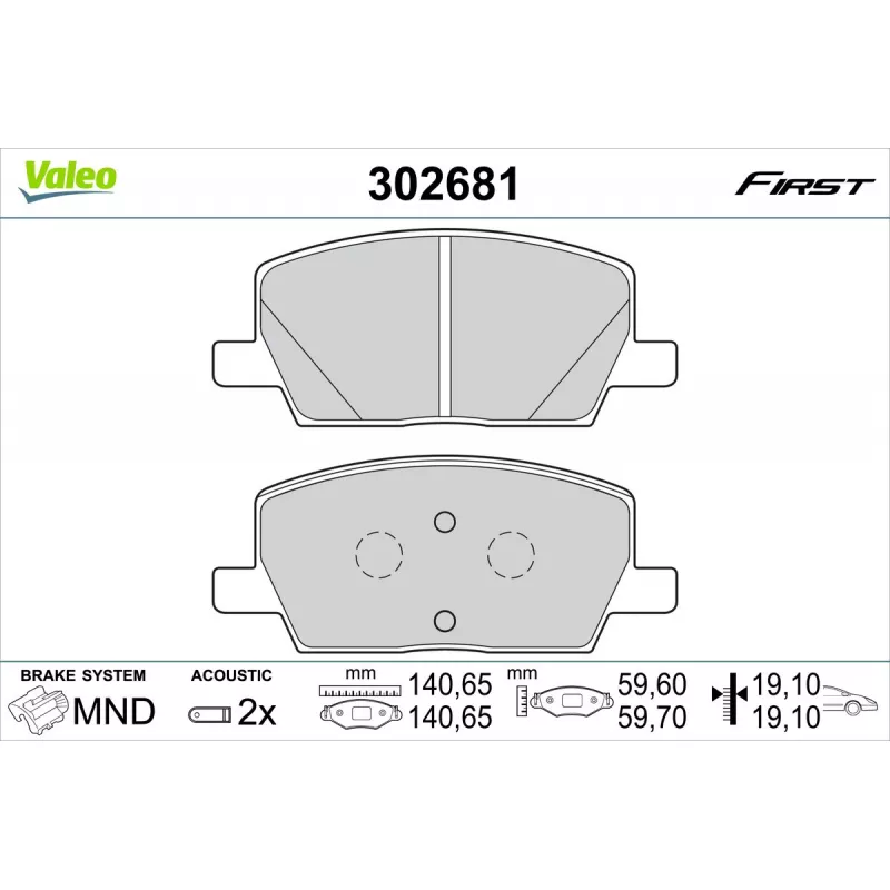 Jeu de 4 plaquettes de frein avant VALEO 302681