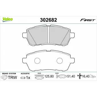 Jeu de 4 plaquettes de frein avant VALEO 302682