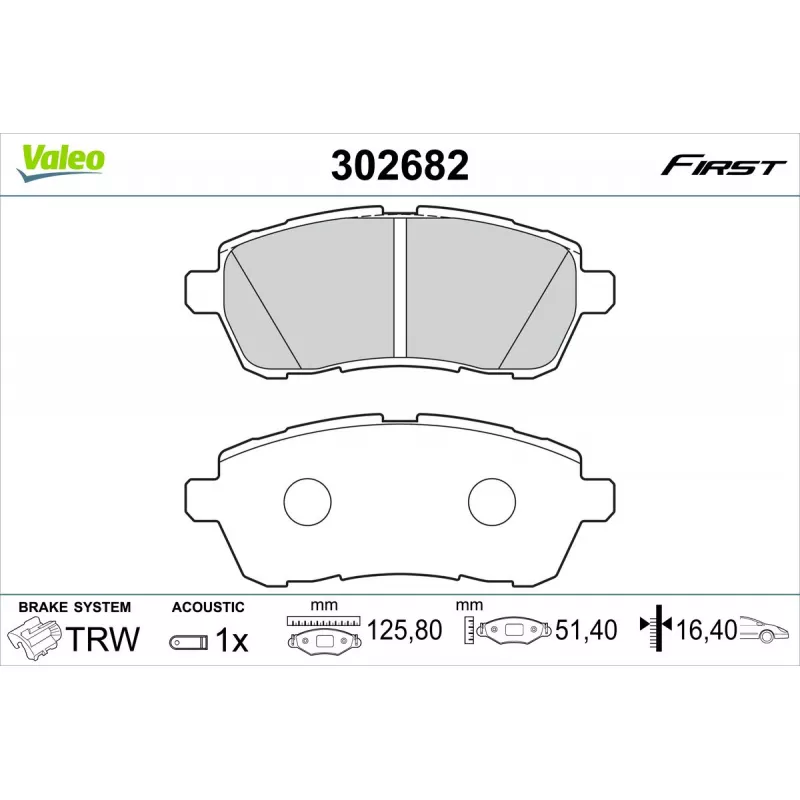 Jeu de 4 plaquettes de frein avant VALEO 302682
